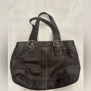 Vintage coach soho brown leather tote satchel handbag